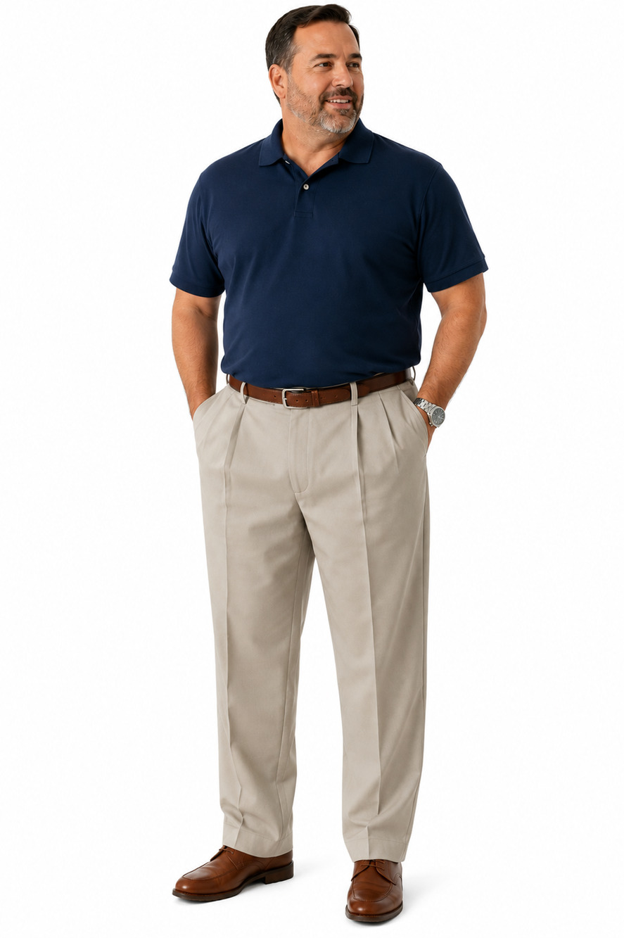 Haggar Cool 18 Pro Classic Fit NWT Pleated Mens Khakis Light Beige sz 42 x 30